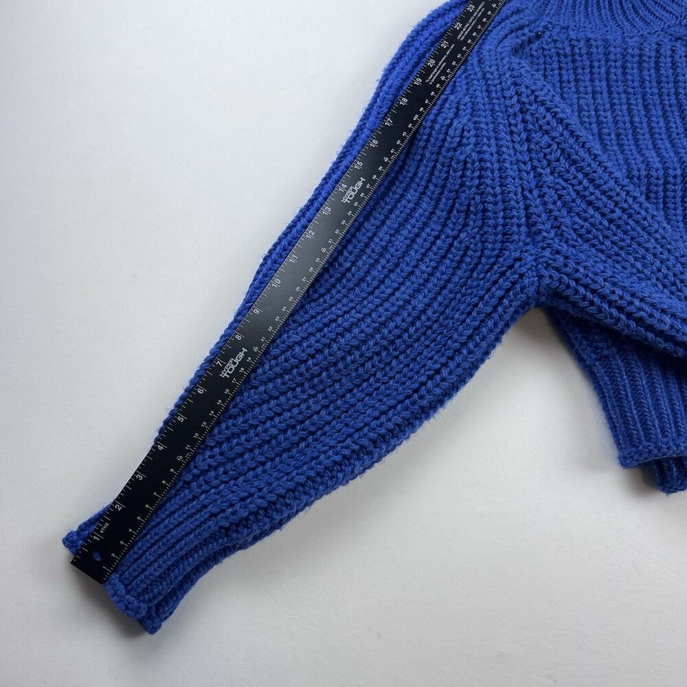 H&M Chunky Funnel Neck Long Sleeve Oversized Sweater Large Top Electric Blue Pop - Picture 10 of 11